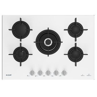 Arçelik OCD T 752 DWKB Beyaz Cam 5 Gözlü Wok Gözlü Gazlı Ankastre Ocak