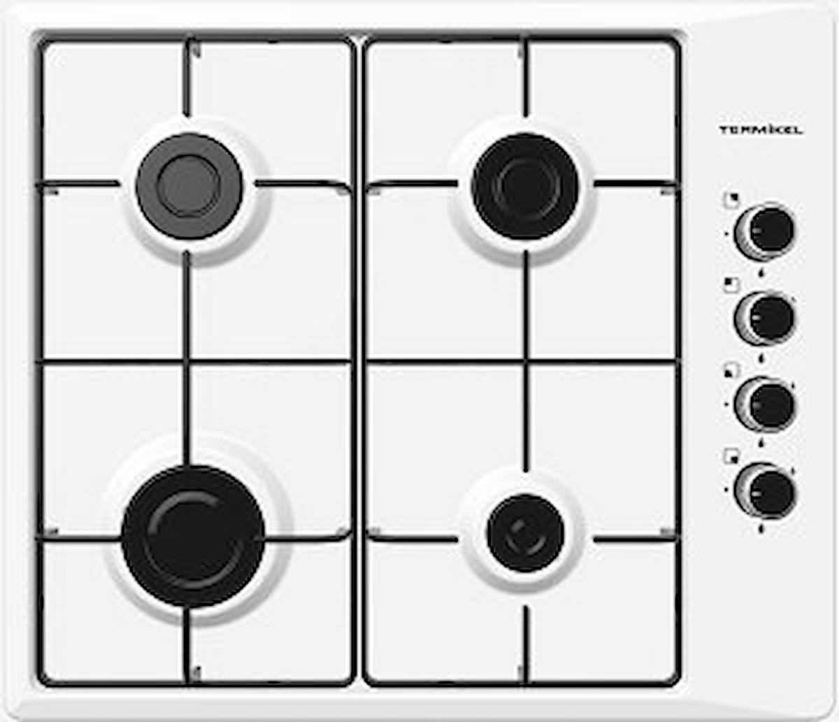 Termikel BH D6146 W Metal 4 Gözlü Gazlı Ankastre Beyaz Ocak