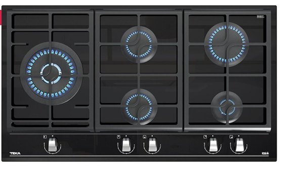 Teka GZC 95320 XBC BK Siyah Cam 5 Gözlü Wok Gözlü Doğalgazlı Ankastre Ocak