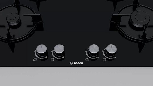 Bosch PNP7B6O10O Siyah Cam 4 Gözlü Gazlı Ankastre Ocak