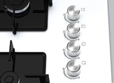 Bosch POH7C2O12O Beyaz Cam 4 Gözlü Wok Gözlü Doğalgazlı Ankastre Ocak