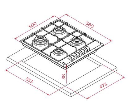 Teka HLX 640 KBC0E BK Paslanmaz Çelik 4 Gözlü Doğalgazlı Ankastre Siyah Ocak