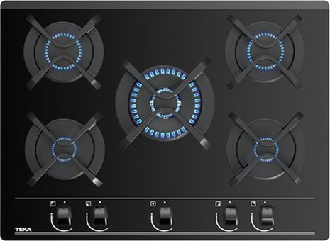 Teka GBC 75030 KBC BK Emaye 5 Gözlü Wok Gözlü Doğalgazlı Ankastre Siyah Ocak