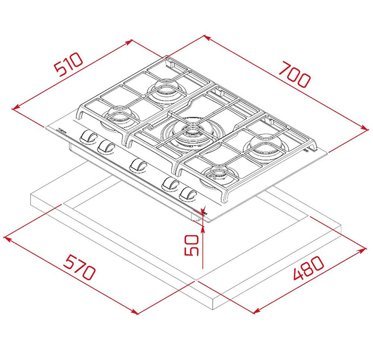 Teka GZC 75330 XBC WH Beyaz Cam 5 Gözlü Wok Gözlü Doğalgazlı Ankastre Ocak