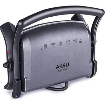Aksu T28R 6 Dilim Granit Çıkarılabilir Plaka 1800 W Izgara Antrasit Tost Makinesi