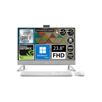 Dell Inspiron 5410 I5410AIO1800A3 GeForce MX 550 Intel Core i7 1255U 32 GB Ram DDR4 1 TB SSD 23.8 inç Full HD Windows 11 Dokunmatik All in One Bilgisayar
