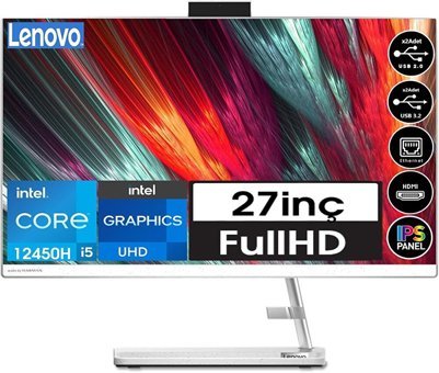 Lenovo IdeaCentre AIO 3 FF0GJ00GQTX38 Intel UHD Graphics Intel Core i5 12450H 16 GB Ram DDR4 512 GB SSD 27 inç Full HD Windows 11 Pro All in One Bilgisayar