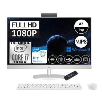 HP 898B1EAH09 Intel Iris Xe Graphics Intel Core i7 1355U 64 GB Ram DDR4 2 TB SSD 27 inç Full HD Windows 11 Home All in One Bilgisayar