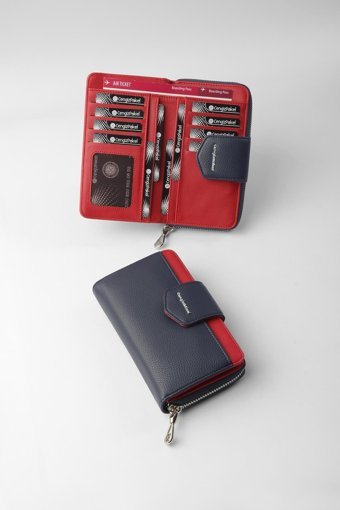 CENGİZ PAKEL Nova Orta Boy Kadın Cüzdan – - Lacivert/Kırmızı