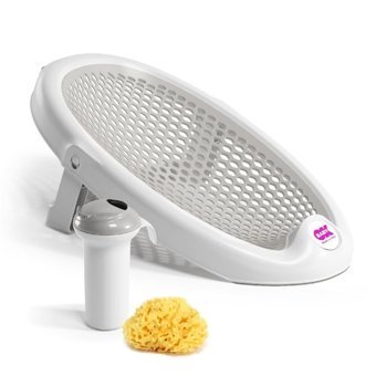 OkBaby Jelly Fileli Oturaklı Ayaklı Beyaz Bebek Küveti + Splash Bebek Duşu & Doğal Banyo Süngeri