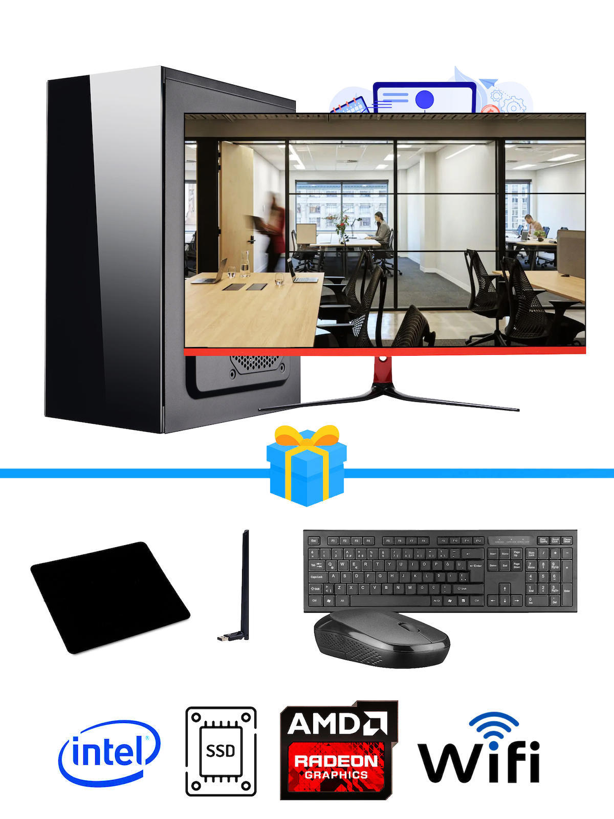 Ramtech Workforce OF310-211 Harici Radeon R5 230 Ekran Kartlı AMD Ryzen 7 i3 10100F 8 GB Ram DDR4 128 GB SSD Mid Tower
 FreeDos Masaüstü Bilgisayar