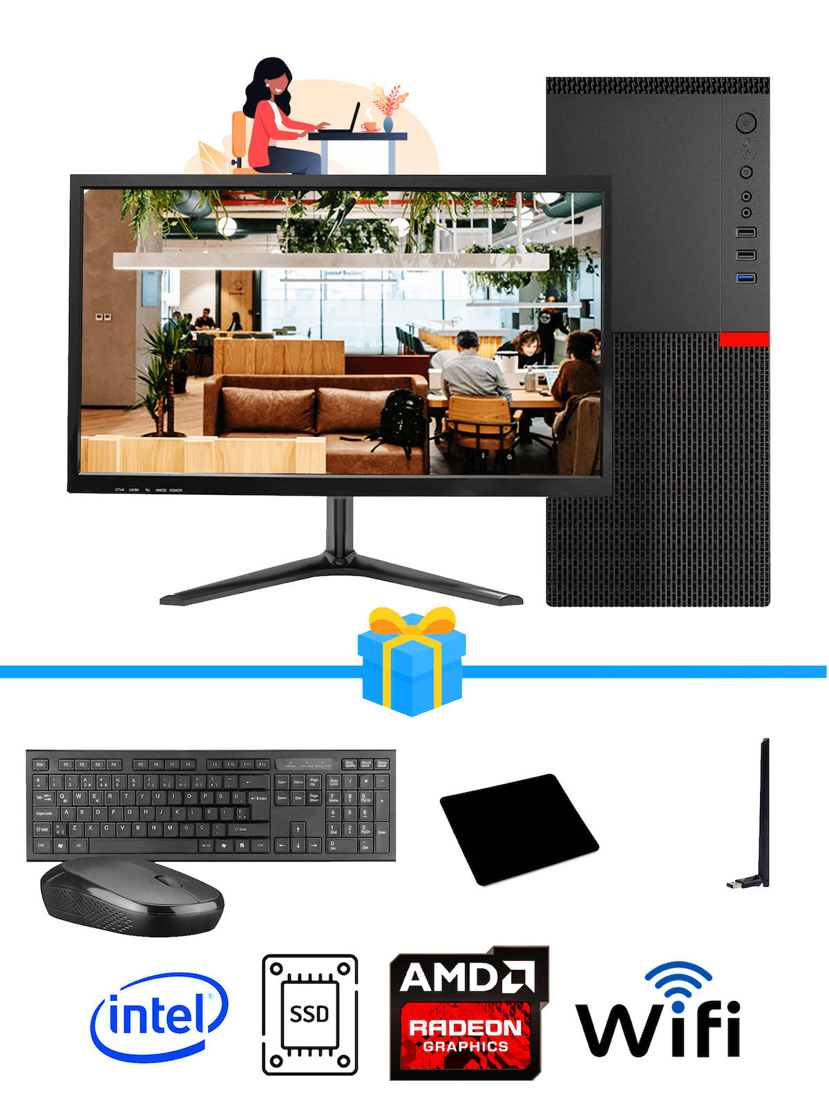 Ramtech Workforce OF310-146 Harici Radeon R5 230 Ekran Kartlı AMD Ryzen 7 i3 10100F 8 GB Ram DDR4 256 GB SSD Mid Tower
 FreeDos Masaüstü Bilgisayar