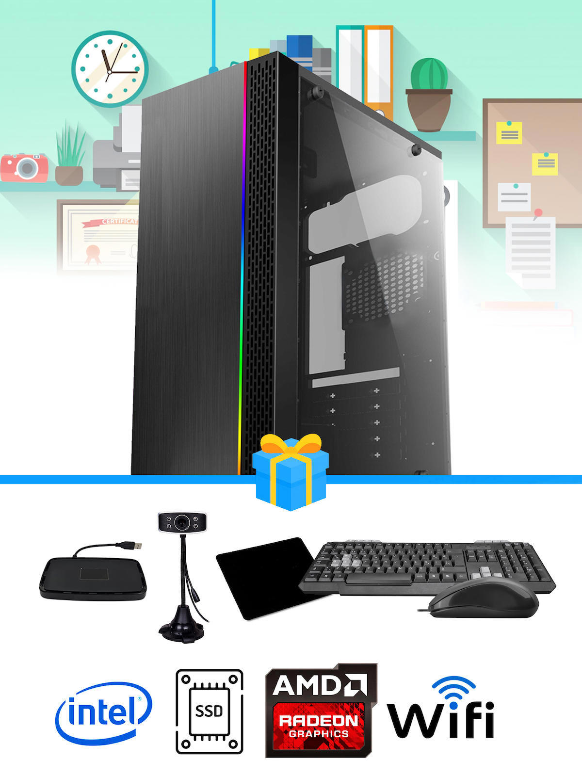 Ramtech Workforce WF309 Harici Radeon R7 240 Ekran Kartlı AMD Ryzen 9 X5660 32 GB Ram DDR3 256 GB SSD Mid Tower
 FreeDos Masaüstü Bilgisayar