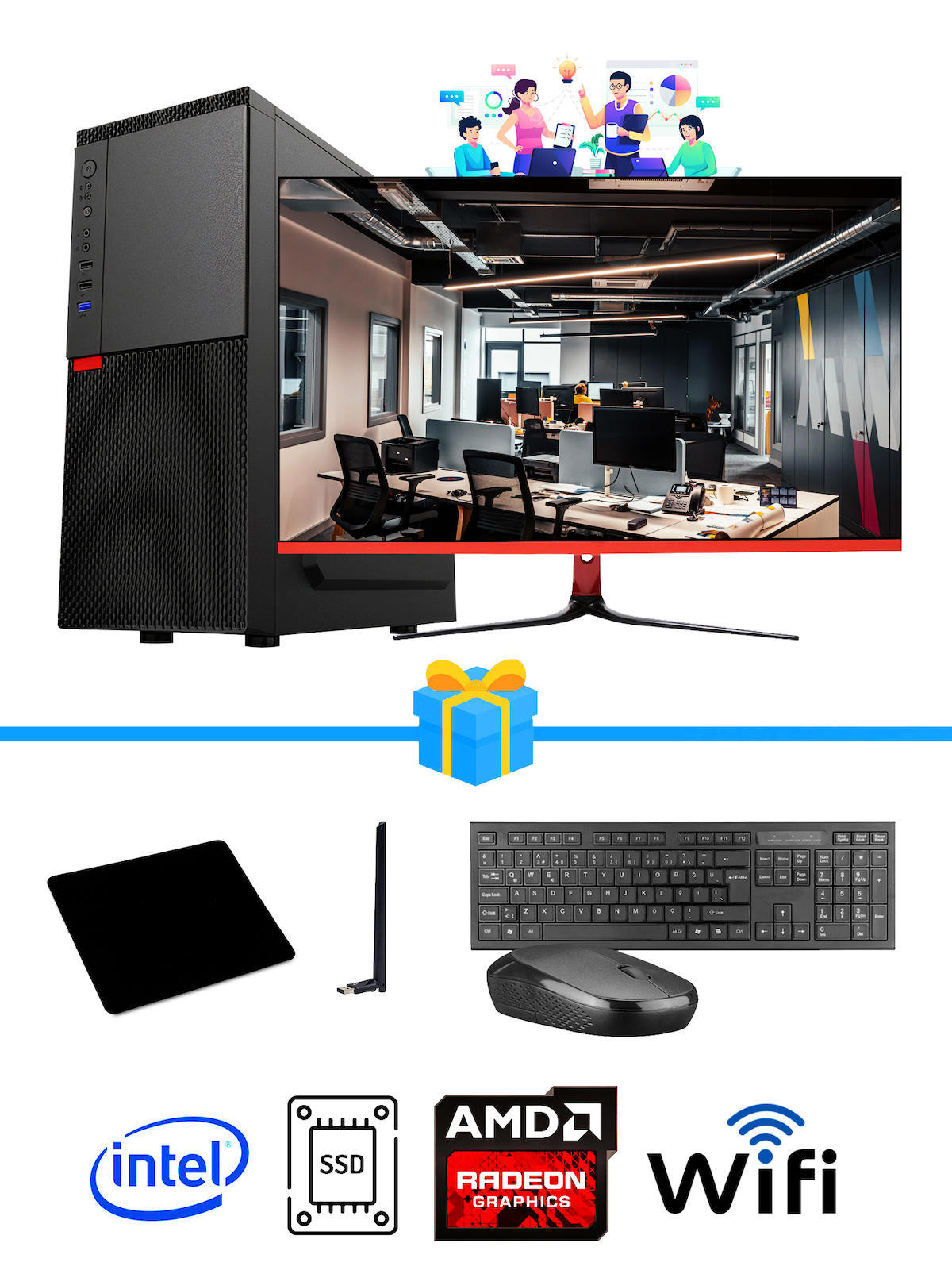 Ramtech Workforce OF310-204 Harici Radeon R5 230 Ekran Kartlı AMD Ryzen 7 i3 10100F 16 GB Ram DDR4 512 GB SSD Mid Tower
 FreeDos Masaüstü Bilgisayar