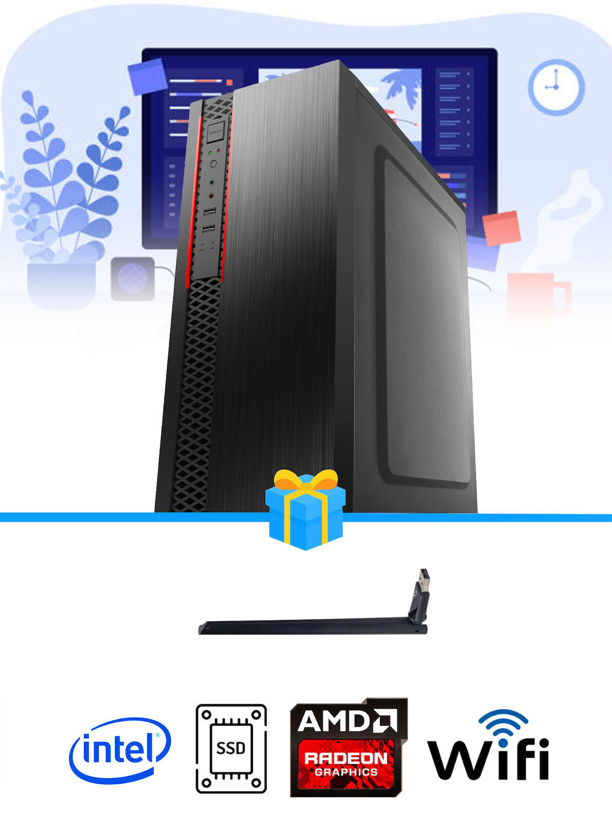Ramtech Workforce OF710-266 Harici Radeon R5 230 Ekran Kartlı AMD Ryzen 9 i7-10700F 8 GB Ram DDR4 256 GB SSD Mid Tower
 FreeDos Masaüstü Bilgisayar