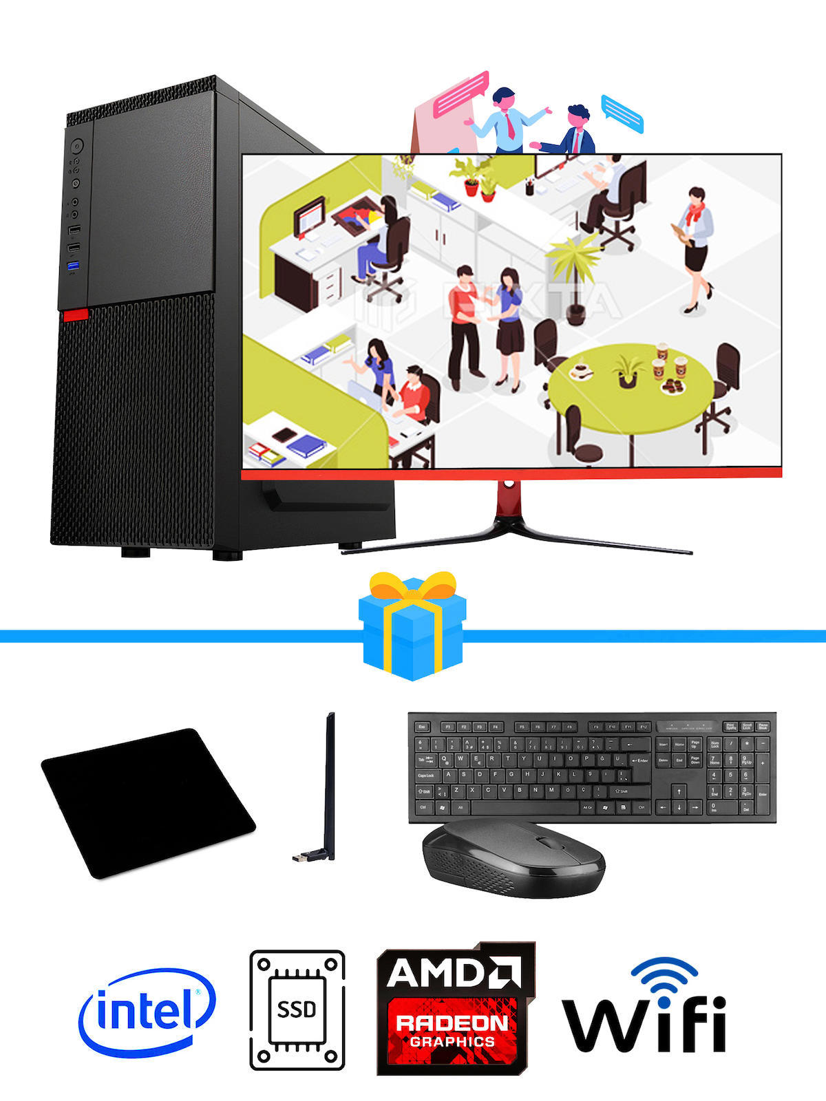 Ramtech Workforce OF310-208 Harici Radeon R5 230 Ekran Kartlı AMD Ryzen 7 i3 10100F 16 GB Ram DDR4 128 GB SSD Mid Tower
 FreeDos Masaüstü Bilgisayar