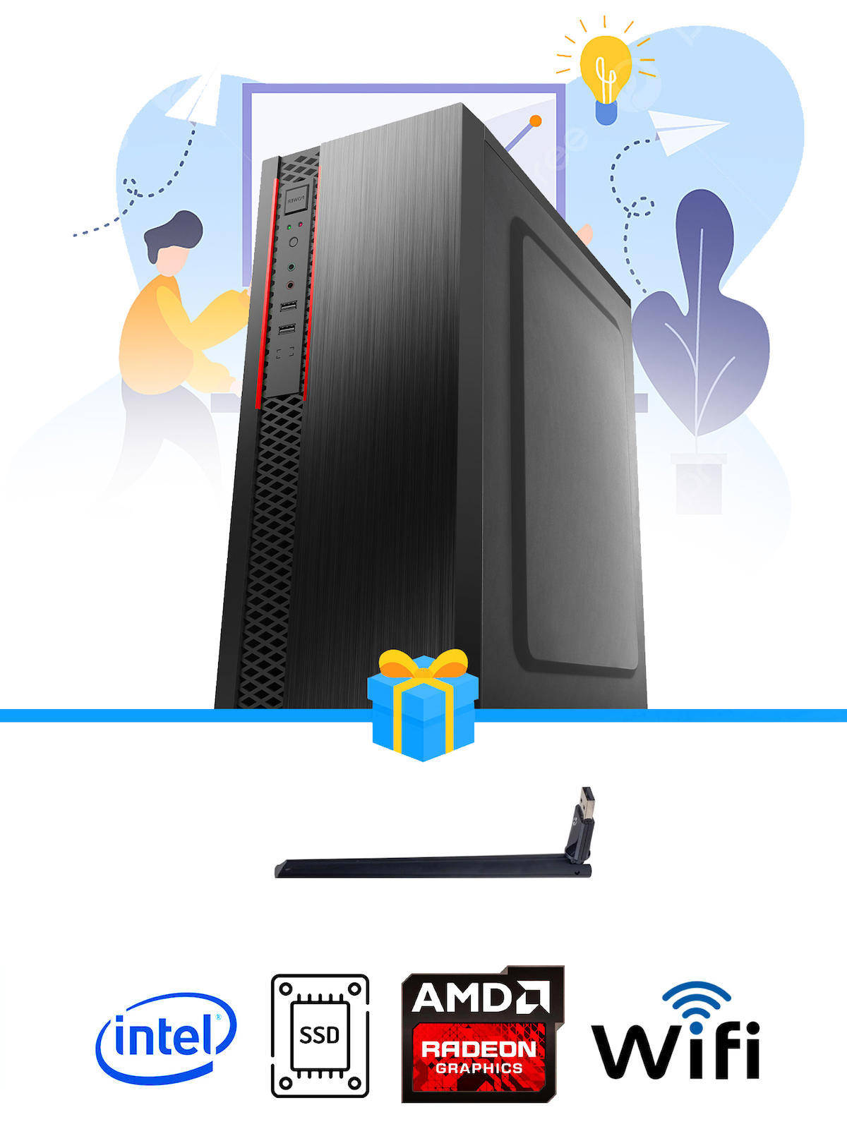 Ramtech Workforce OF510-014 Harici Radeon R5 230 Ekran Kartlı AMD Ryzen 9 i5 10400F 8 GB Ram DDR4 256 GB SSD Mid Tower
 FreeDos Masaüstü Bilgisayar