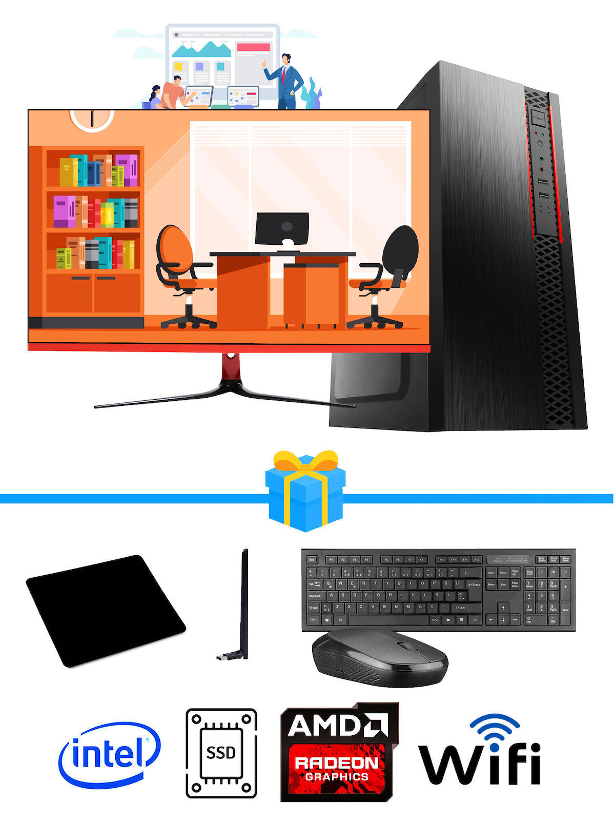 Ramtech Workforce OF310-206 Harici Radeon R5 230 Ekran Kartlı AMD Ryzen 7 i3 10100F 8 GB Ram DDR4 256 GB SSD Mid Tower
 FreeDos Masaüstü Bilgisayar