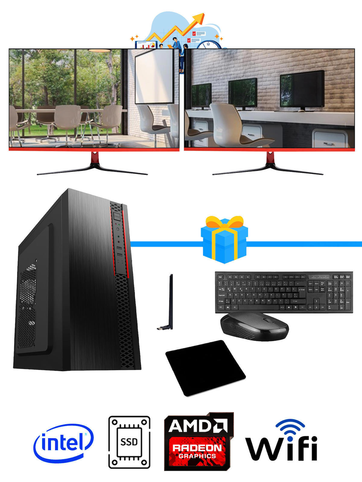 Ramtech Workforce OF710-372 Harici Radeon R5 230 Ekran Kartlı AMD Ryzen 9 i7-10700F 16 GB Ram DDR4 512 GB SSD Mid Tower
 FreeDos Masaüstü Bilgisayar