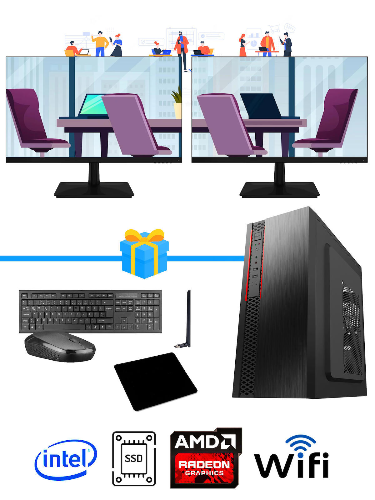 Ramtech Workforce OF710-358 Harici Radeon R5 230 Ekran Kartlı AMD Ryzen 9 i7-10700F 16 GB Ram DDR4 128 GB SSD Mid Tower
 FreeDos Masaüstü Bilgisayar