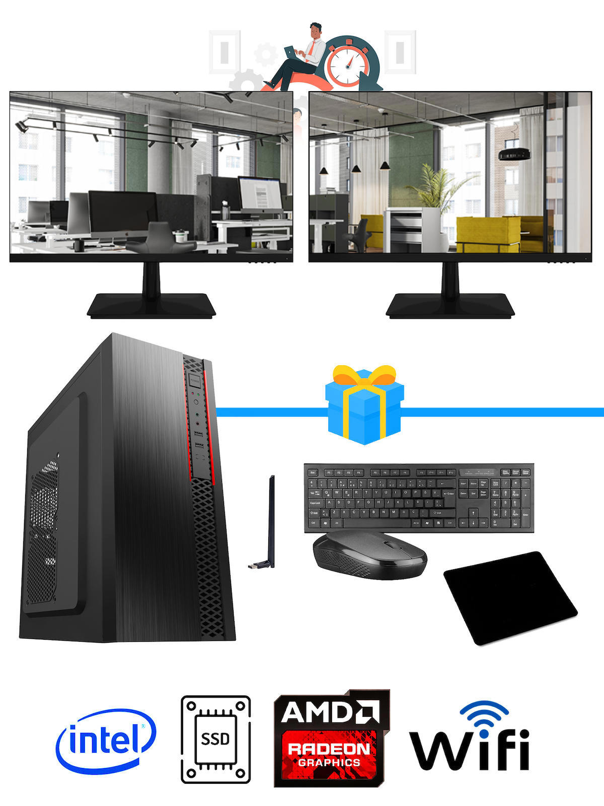 Ramtech Workforce OF310-232 Harici Radeon R5 230 Ekran Kartlı AMD Ryzen 7 i3 10100F 16 GB Ram DDR4 128 GB SSD Mid Tower
 FreeDos Masaüstü Bilgisayar
