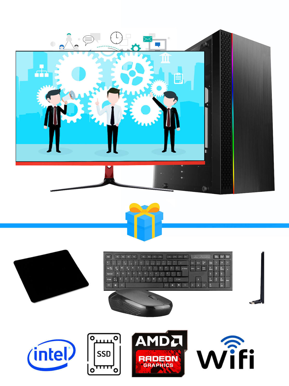 Ramtech Workforce OF710-327 Harici Radeon R5 230 Ekran Kartlı AMD Ryzen 9 i7-10700F 8 GB Ram DDR4 512 GB SSD Mid Tower
 FreeDos Masaüstü Bilgisayar