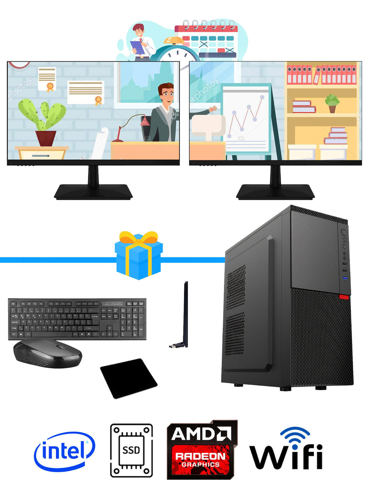 Ramtech Workforce OF510-0108 Harici Radeon R5 230 Ekran Kartlı AMD Ryzen 9 i5 10400F 16 GB Ram DDR4 512 GB SSD Mid Tower
 FreeDos Masaüstü Bilgisayar