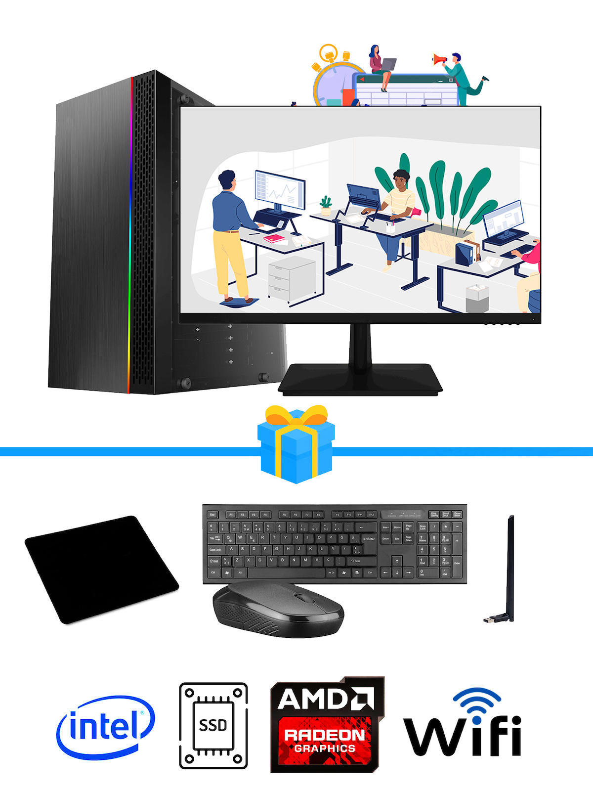 Ramtech Workforce OF710-321 Harici Radeon R5 230 Ekran Kartlı AMD Ryzen 9 i7-10700F 8 GB Ram DDR4 512 GB SSD Mid Tower
 FreeDos Masaüstü Bilgisayar
