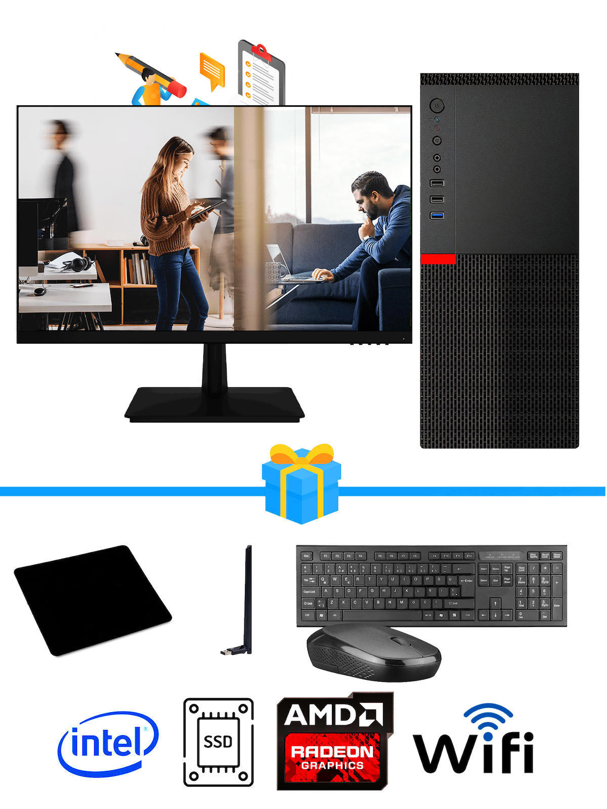Ramtech Workforce OF510-064 Harici Radeon R5 230 Ekran Kartlı AMD Ryzen 9 i5 10400F 16 GB Ram DDR4 128 GB SSD Mid Tower
 FreeDos Masaüstü Bilgisayar