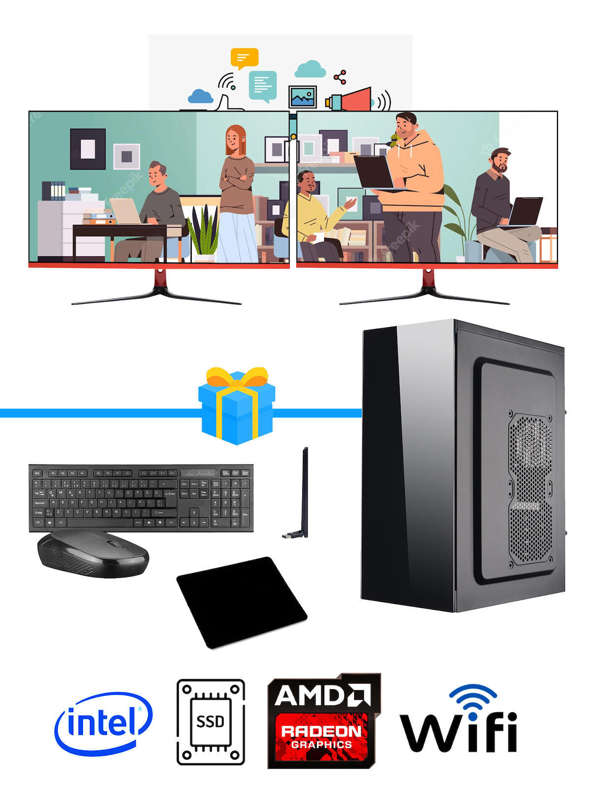 Ramtech Workforce OF310-247 Harici Radeon R5 230 Ekran Kartlı AMD Ryzen 7 i3 10100F 8 GB Ram DDR4 128 GB SSD Mid Tower
 FreeDos Masaüstü Bilgisayar