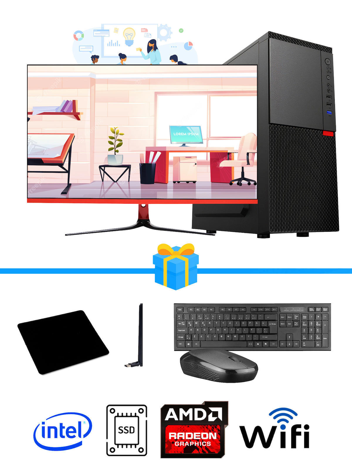 Ramtech Workforce OF310-200 Harici Radeon R5 230 Ekran Kartlı AMD Ryzen 7 i3 10100F 8 GB Ram DDR4 256 GB SSD Mid Tower
 FreeDos Masaüstü Bilgisayar
