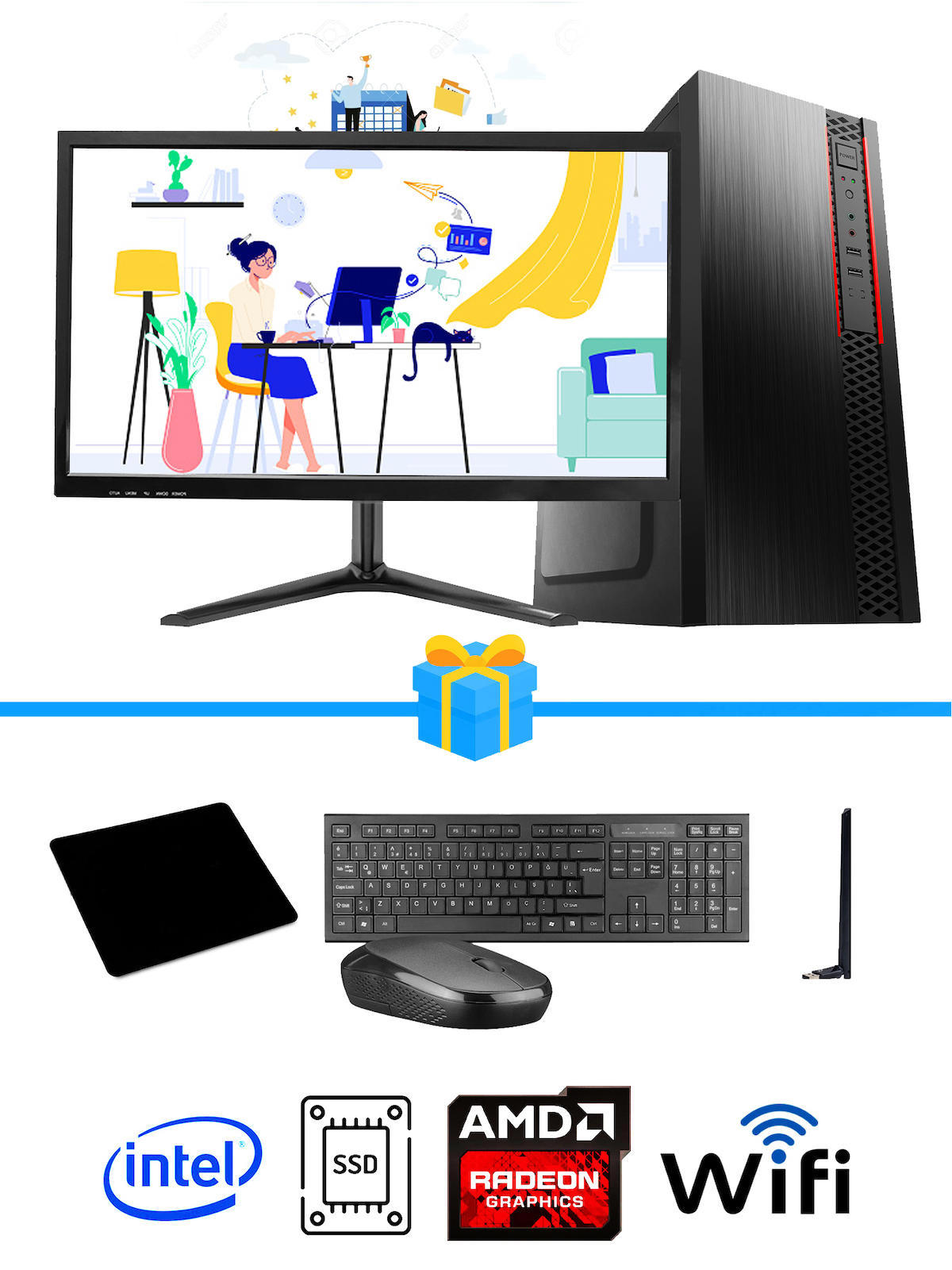 Ramtech Workforce OF710-304 Harici Radeon R5 230 Ekran Kartlı AMD Ryzen 9 i7-10700F 16 GB Ram DDR4 128 GB SSD Mid Tower
 FreeDos Masaüstü Bilgisayar