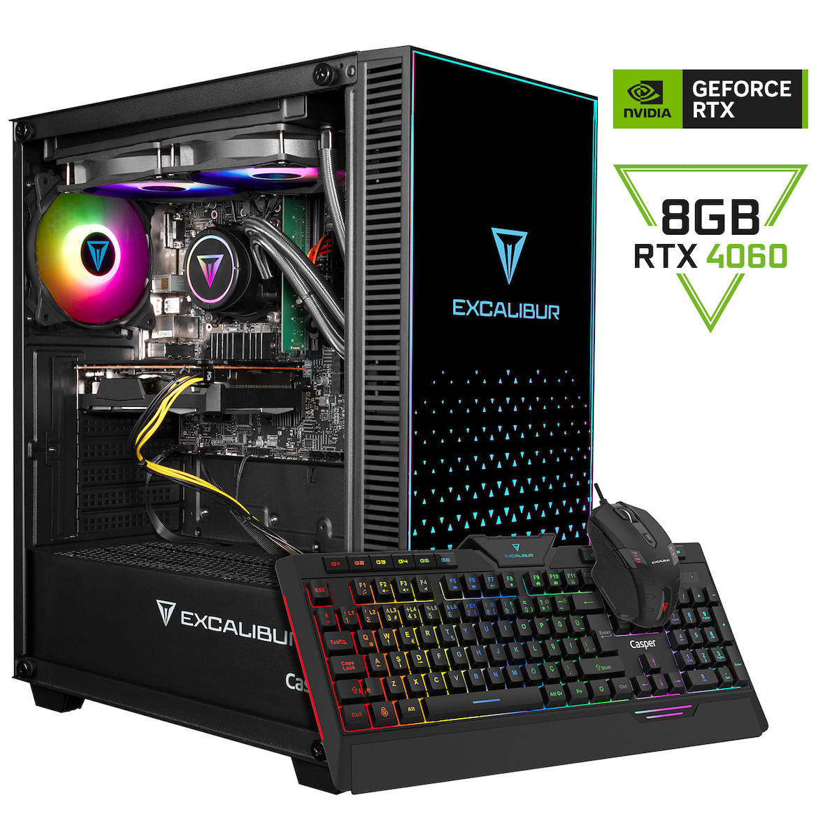 Casper Excalibur E65H.114F-BFB0X-0RD Harici GeForce RTX 4060 Ekran Kartlı AMD Ryzen 5 i5 11400F 16 GB Ram DDR4 1 TB SSD Mid Tower FreeDos Masaüstü Bilgisayar