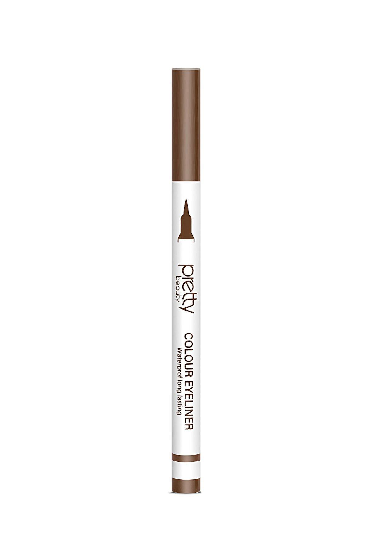 Pretty Beauty Suya Dayanıklı Mat Kahverengi Kalem Eyeliner