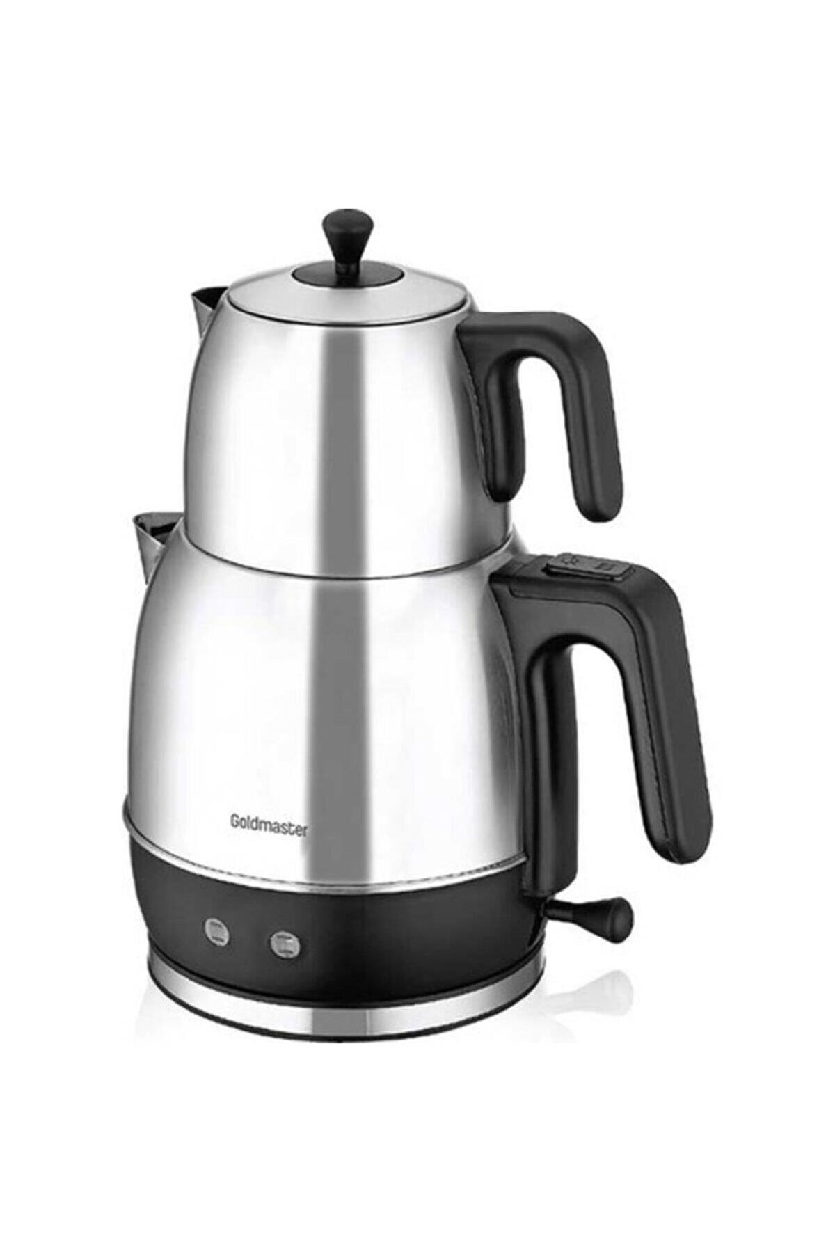 Goldmaster IN 6128 Otomatik Paslanmaz Çelik Demlikli 2200 W Işıklı Paslanmaz Çelik Inox Çay Makinesi