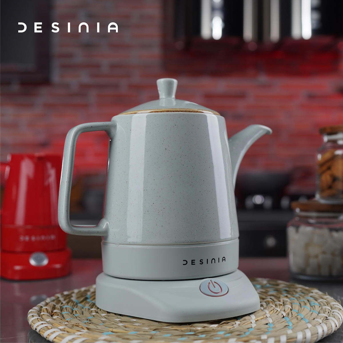 Desinia Otomatik Porselen Demlikli 1800 W Işıklı Porselen Antrasit Çay Makinesi
