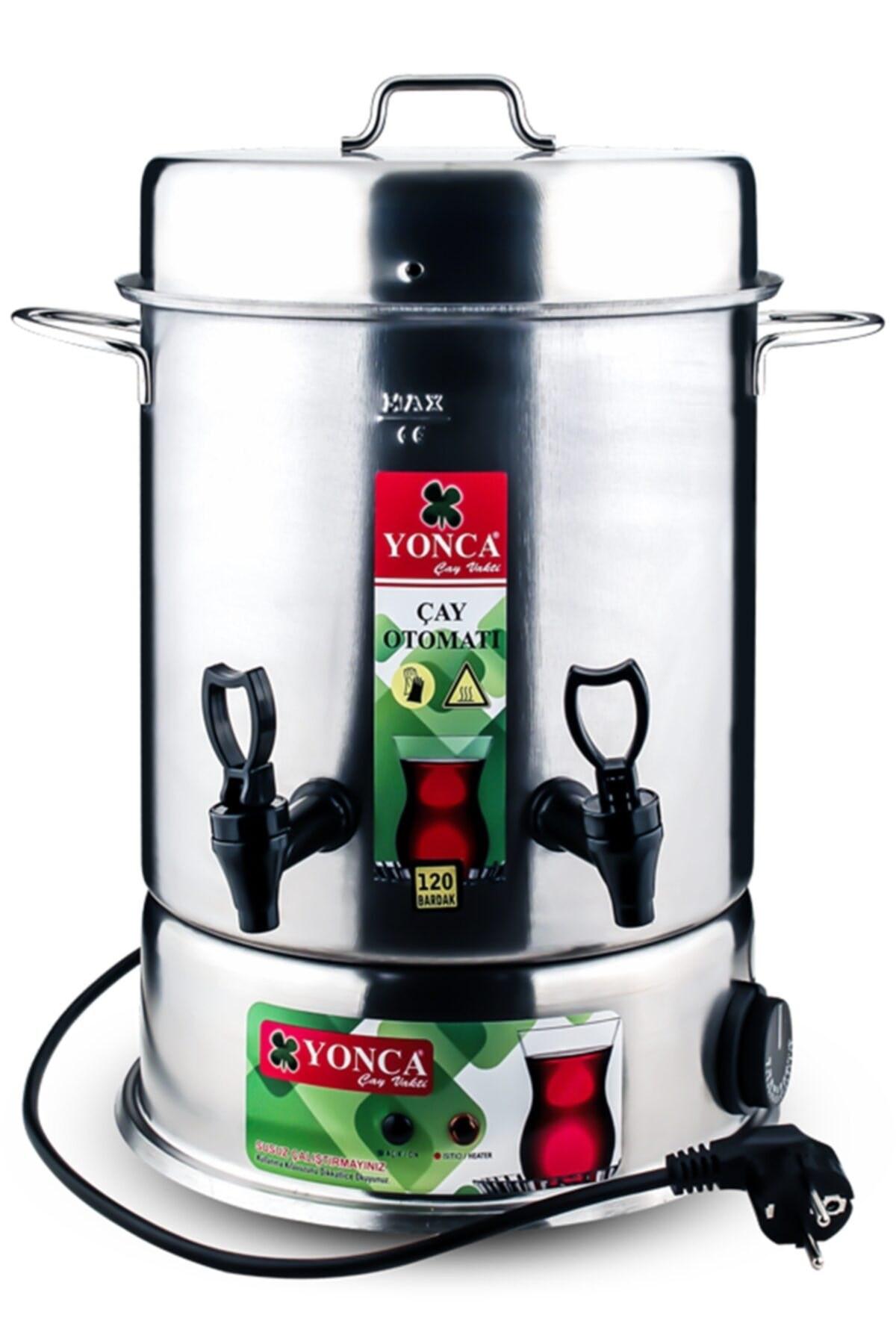 Yonca Otomatik Paslanmaz Çelik Demlikli 1200 W Işıklı Paslanmaz Çelik Inox Çay Makinesi