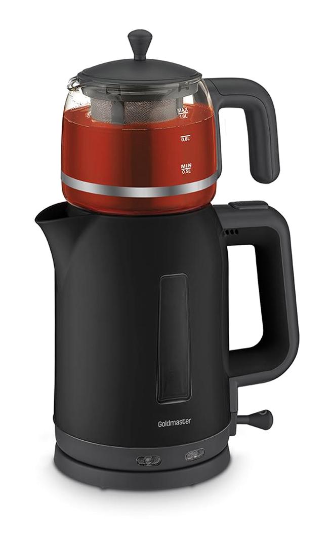 Miniso Otomatik Cam Demlikli 2200 W Işıklı Cam - Plastik Siyah Çay Makinesi