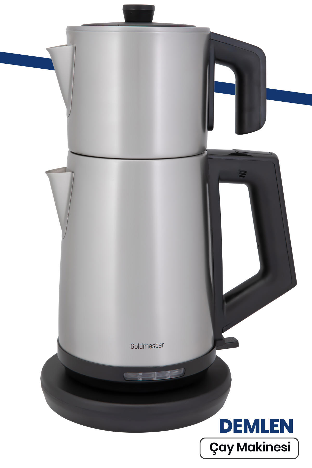 Goldmaster Demlen Otomatik Paslanmaz Çelik Demlikli 2200 W Işıklı Paslanmaz Çelik Inox Çay Makinesi