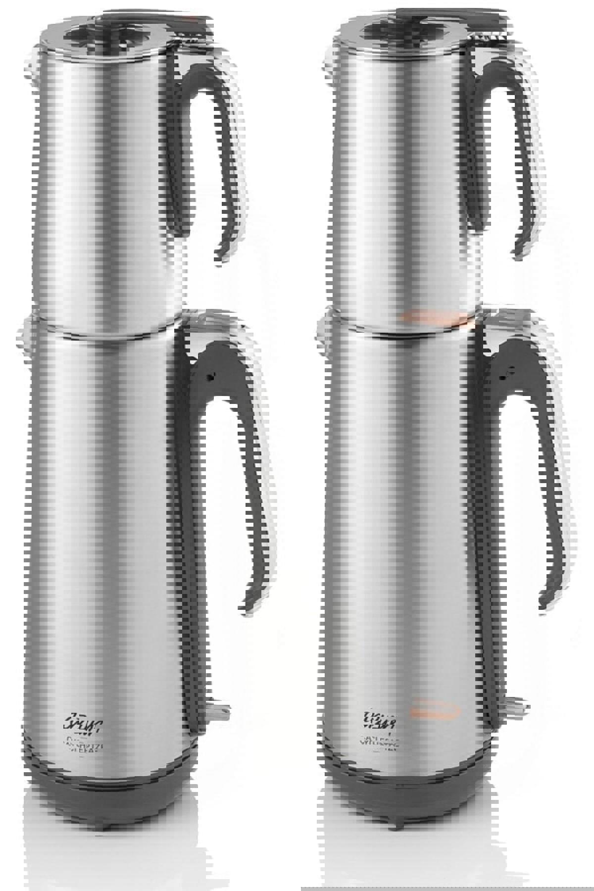 Arzum AR3023 Otomatik Paslanmaz Çelik Demlikli 1800 W Işıklı Paslanmaz Çelik Inox Çay Makinesi
