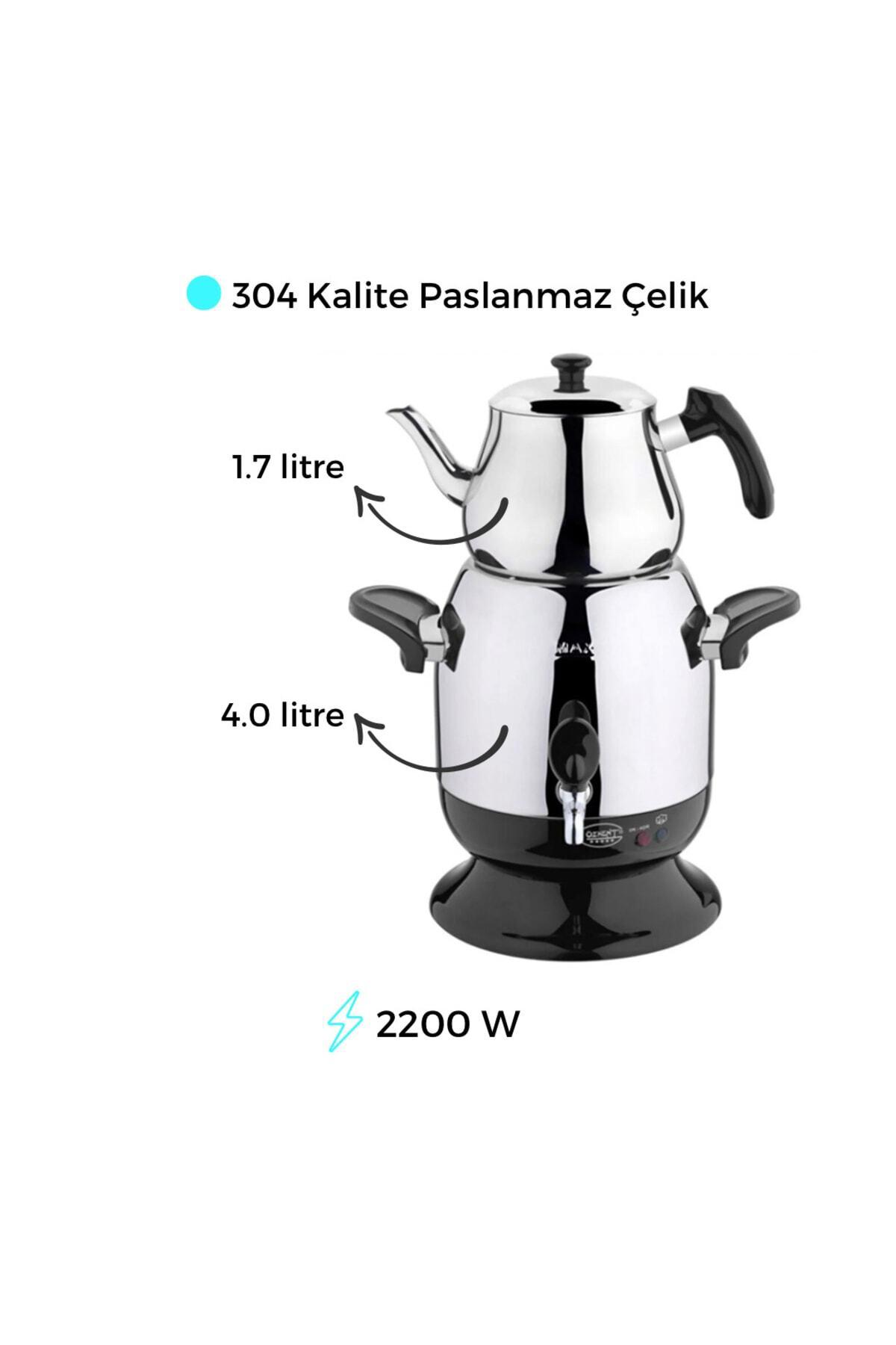 Özkent Marmaris Otomatik Paslanmaz Çelik Demlikli 2200 W Işıklı Paslanmaz Çelik Inox Çay Makinesi