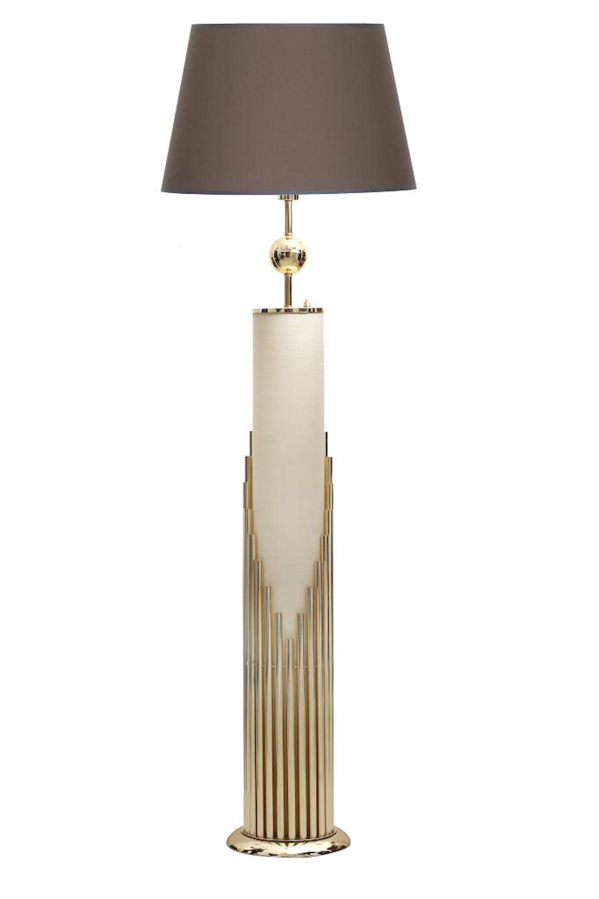 Vinner Doha Modern Tekli Metal Tek Ayaklı Şapka Lambader Kahverengi