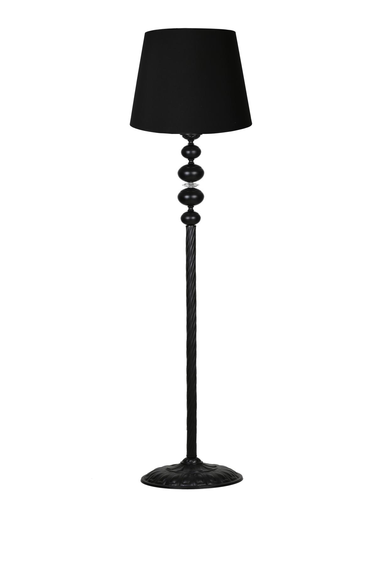 Vinner Burgulu 4'lü Küre Kristal Modern Tekli Metal Tek Ayaklı Şapka Lambader Siyah