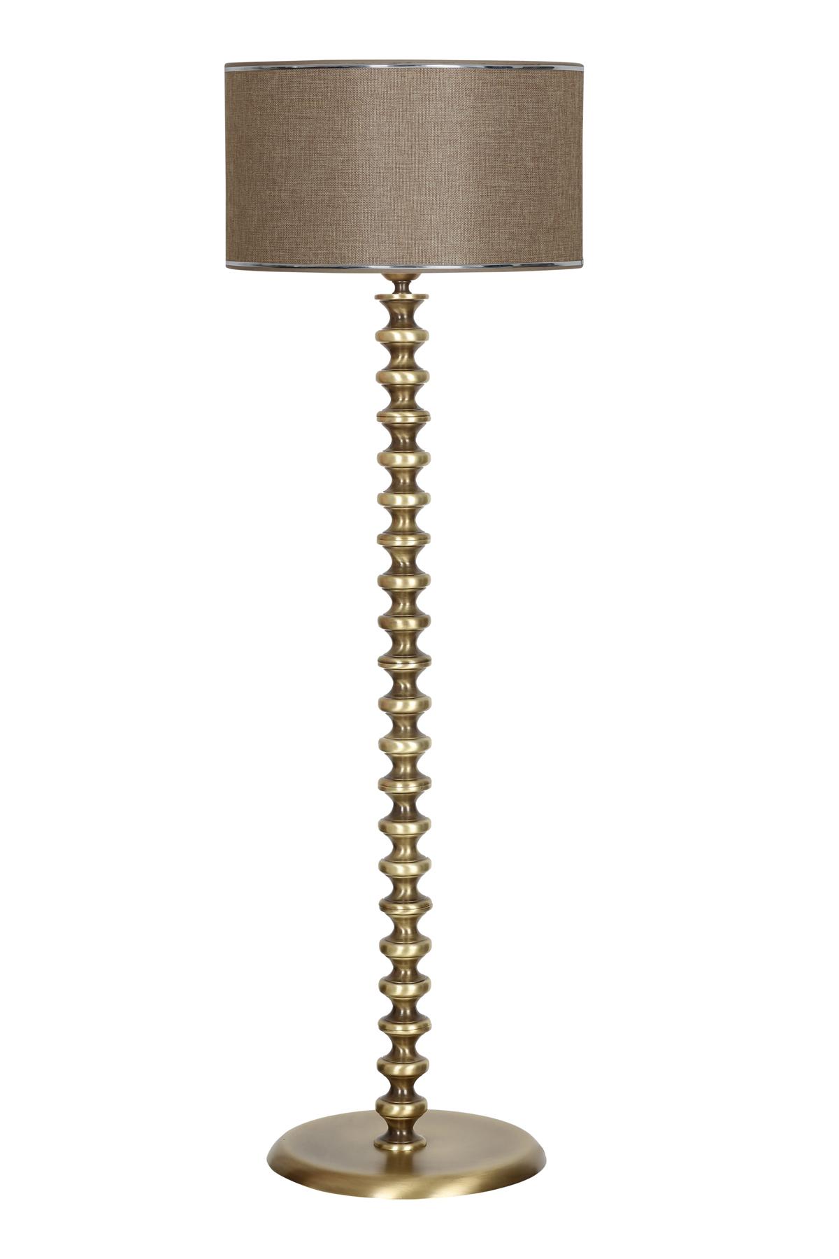 Vinner Jasmine Series 5802 Eskitme Tekli Metal Tek Ayaklı Silindir Lambader Kahverengi