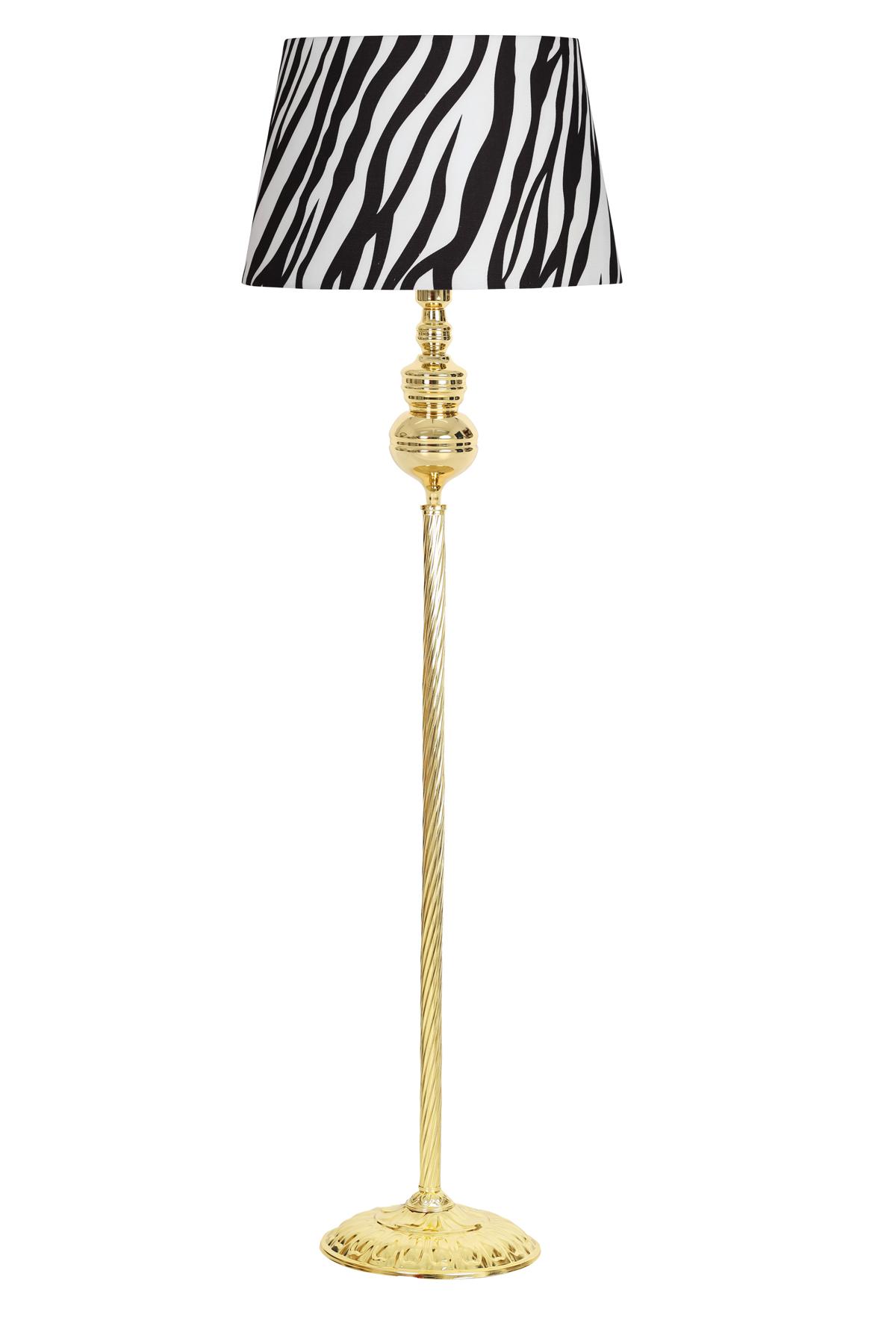 Vinner Munch Gold Kaplamalı Tekli Metal Tek Ayaklı Şapka Lambader Zebra Desenli