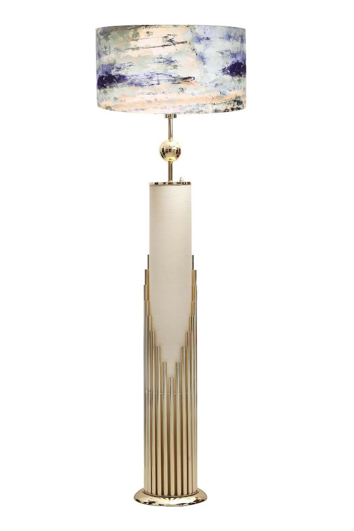 Vinner Doha Modern Tekli Metal Tek Ayaklı Silindir Lambader Çok Renkli