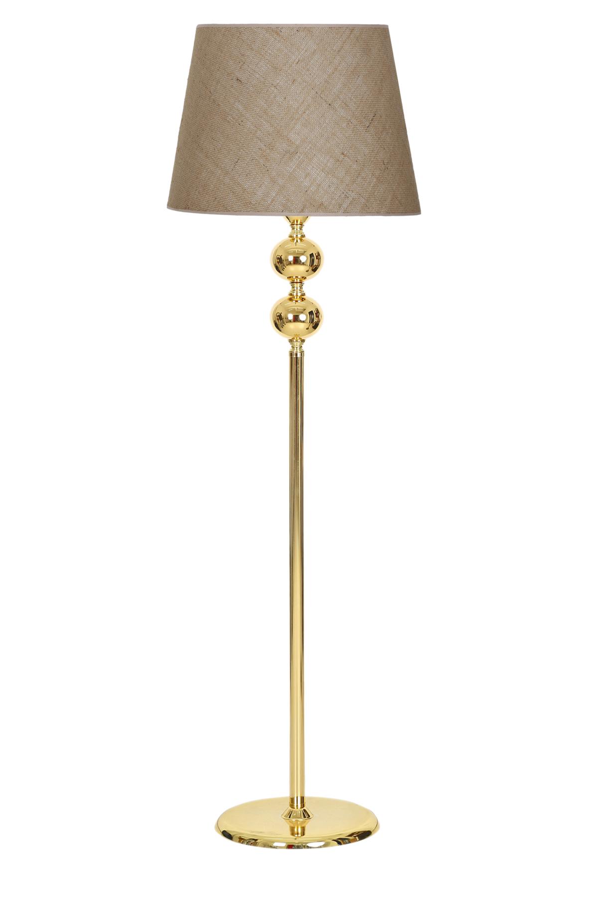 Vinner Gold Kaplama Çift Küre Modern Tekli Metal Tek Ayaklı Şapka Lambader Kum Beji