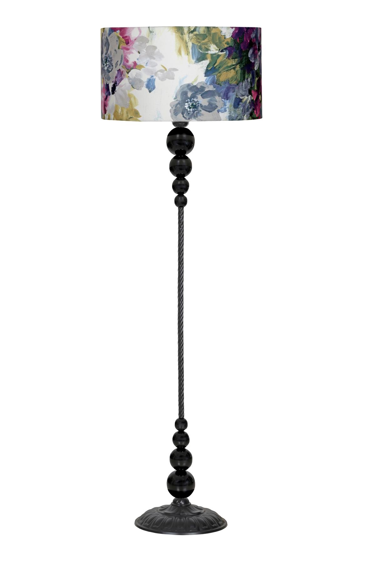 Vinner Caracas Modern Tekli Metal Tek Ayaklı Silindir Lambader Gül Desenli