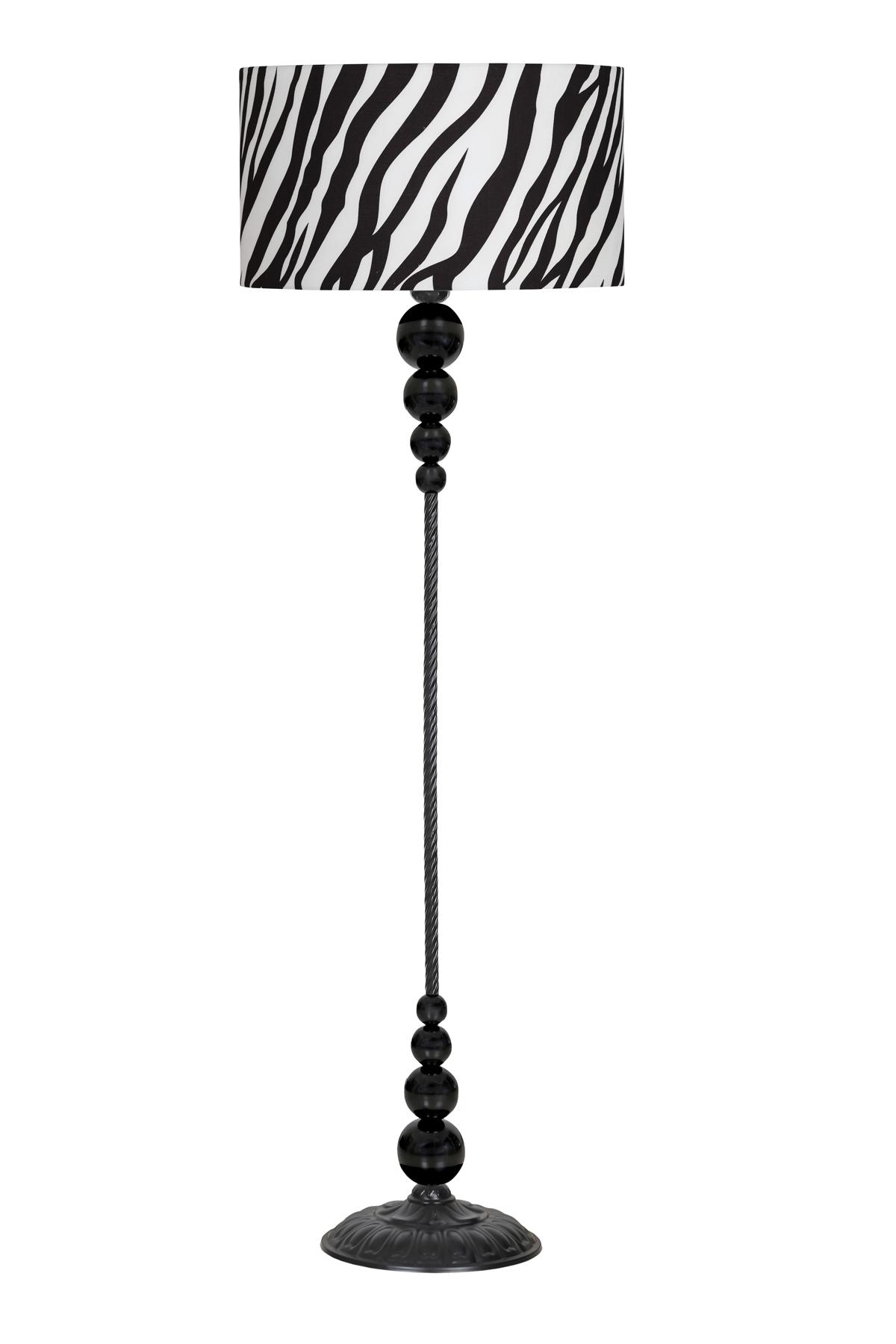 Vinner Caracas Modern Tekli Metal Tek Ayaklı Silindir Lambader Zebra Desenli