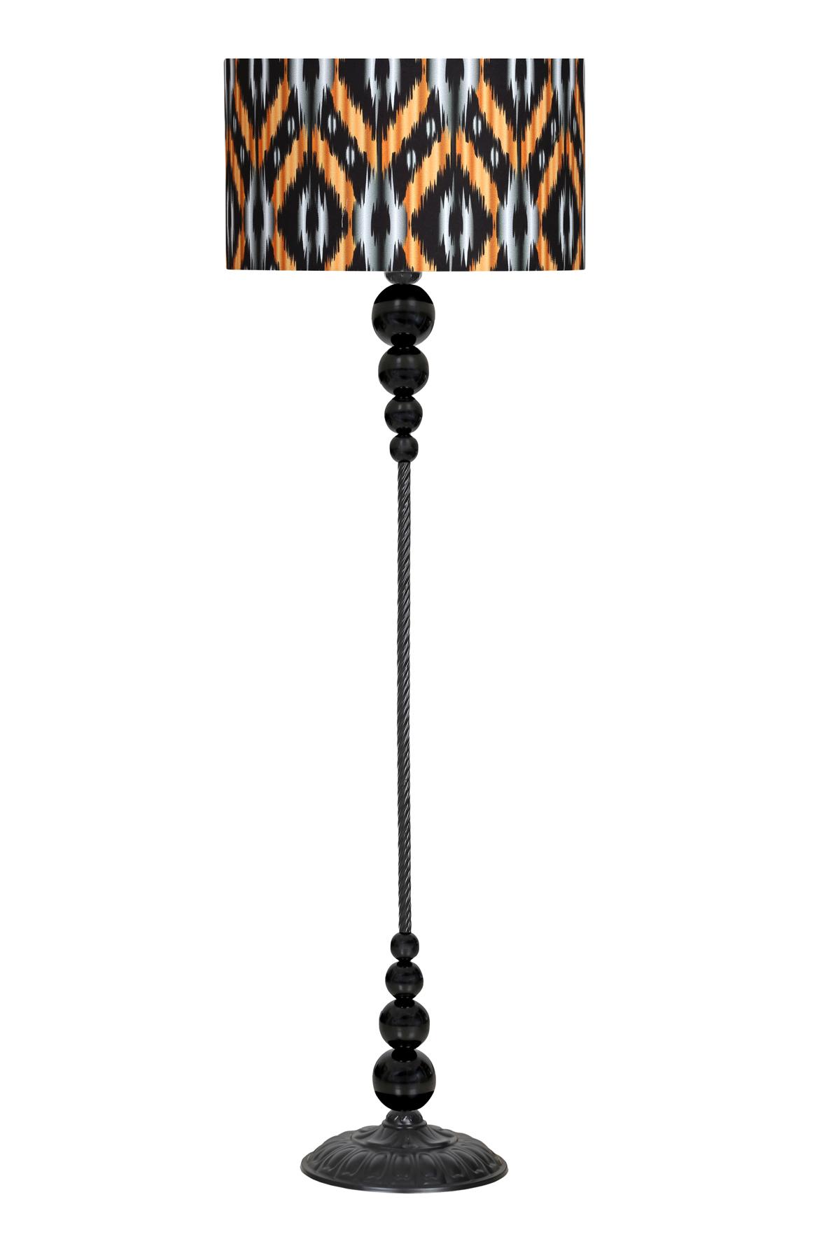 Vinner Caracas Modern Tekli Metal Tek Ayaklı Silindir Lambader Etnik Desenli